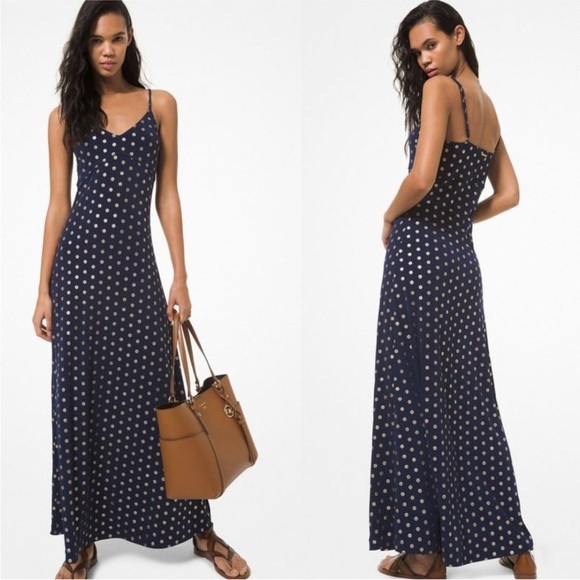 MICHAEL Michael Kors Medallion foil print maxi dress medium - Picture 3 of 9